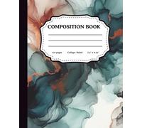 Composition Notebook: Teal & Copper Ink Art: 7.5 x 9.25 Standard Size College Ruled Lined Paper for Students, Women, and Office Notes