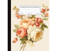 Composition Notebook: Vintage Floral Bouquet Peach Roses & Peonies | 7.5x9.25 in | 110 Pages | College Ruled Lines