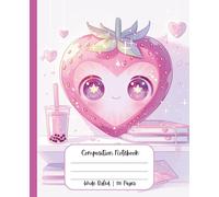 Composition Notebook Wide Ruled Cute Kawaii School Supplies Strawberry Bubble Tea Pastel Pink Purple for Girls | Teens | Kids Lined Journal for ... School Students | Work | Japanese | Diary