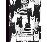 Composition Notebook Wide Ruled: Purrfect Cat illustration Vintage Aesthetic Notebook, School Notes, 7.5x9.25 (110 pages) Front and Back are Soft Cover