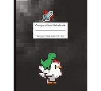 Composition Notebooks, Black Pixel Comp Books For School, Pixel Funny Chicken Gamer Pattern, Wide Ruled Paper 100 sheets