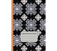 Composition Notebooks: College Ruled Paper Writing Journals, Ornamental Floral on Black Cover College Ruled Composition Books