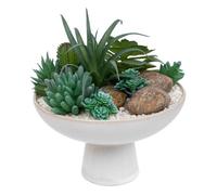 Composition plantes grasses artificielles H20cm blanc - Atmosphera createur d'interieur