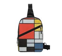 Composition : sac à bandoulière pliable rouge, jaune, bleu et noir, résistant à l'eau, sac à bandoulière léger pour voyage, randonnée, usage quotidien, sangle réglable, double poches zippées