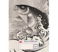 Composition Sketchbook Carp Jumping 8.5x11: Vintage Japanese Illustration | Blank Pages | Journal For School, College, Office, Work, Home & Office, art | Write your notes.