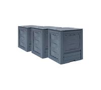Compostbakken 3 st 780 L 60x60x73 cm grijs278920