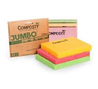Composté® | Éponges écologiques « Pop-Up » GÉANTES | Paquet de 3 | Grande éponge de Cuisine compostable | Éponge à Vaisselle biodégradable | Zéro déchet | sans Plastique | Cellulose Naturelle | Longu