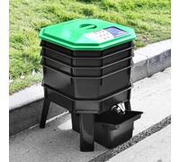 Composteur à 5 plateaux 80 L pour l'extérieur, système de compostage écologique avec drainage, idéal pour recycler les déchets alimentaires et la vermiculture