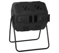 Composteur à double chambre avec cadre en acier, grand bac à compost d'extérieur avec 2 portes coulissantes, idéal pour le jardin et la cuisine
