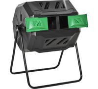 Outsunny Composteur avec 2 Compartiments, Capacité de 160 L, rotatif, 71 cm x 65 cm x 96 cm, Vert + Noir