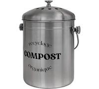 Linxor - Composteur, bac, Poubelle à Compost de Cuisine 5L Rond en INOX - Plusieurs Coloris