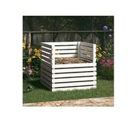 Composteur Blanc 100x100x102 cm Bois Massif de Pin Bac à Compost Jardin vidaXL