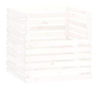 Composteur blanc en pin massif - 80 x 80 x 78 cm - Conteneur à compost avec grande capacité pour déchets de jardin, déchets de cuisine et déchets biologiques pour la production d'engrais naturel