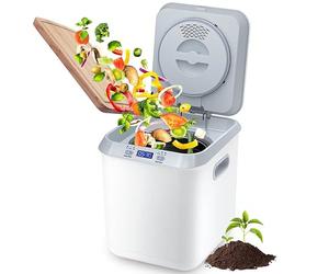 Composteur de Cuisine Électrique Bac Compostage Domestique À Élimination Automatique des Déchets 3 3 L Conception Comptoir sans Odeur avec Système Filtre Charbon Et Affichage LED Intelligent White