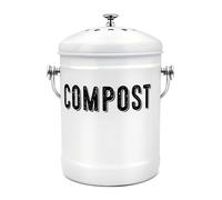 Composteur de Cuisine ENLOY, bac à Compost de comptoir avec Couvercle, pour déchets Alimentaires de Cuisine, Seau à Compost inodore et antirouille avec revêtement en Poudre, 1,3 Gallon, Blanc