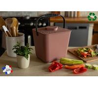Composteur de Cuisine inodore Seau Poubelle de déchets Alimentaire compostable Cuisine Fabrication française Lavable au Lave-Vaisselle 6L (Terracotta)