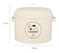 Composteur de cuisine - ON RANGE TOUT ! - Beige - 6.3L - Filtre carbone intégré - 21 cm de hauteur