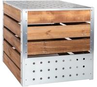 Composteur de Jardin 300L - Bois de Sapin Classe 3 & Acier galvanisé | Autoclave, Couvercle monobloc, Trappe de récupération, Fabrication française, 020222