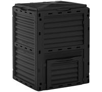 Composteur de jardin 300L - grande porte et couvercle - aération optimale - polypropylène noir