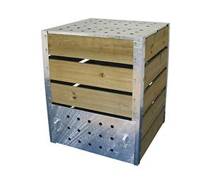 Composteur de jardin 470L - Bois classe 3 autoclave & acier galvanisé - Avec couvercle et trappe de récupération - Aération optimisée - Fabrication française - 020220