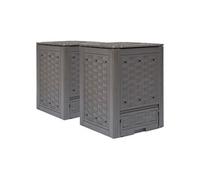 Composteur de jardin - - 60x60x83 cm - Marron - 600 l - A monter soi-même