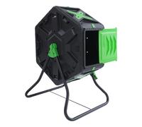 Composteur de jardin 70 l en polypropylène et fer, rotatif à 360°, avec porte coulissante latérale et trous d'aération, composteur rapide pour déchets de cuisine et de jardin, résistant aux