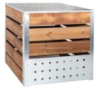 Composteur de Jardin 700L - Bois de Sapin Classe 3 & Acier galvanisé | Autoclave, Couvercle inclus, Trappe de récupération, Fabrication française, 020223
