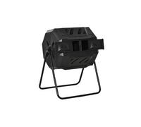 Outsunny Composteur de jardin - bac à compost rotatif 360° - double chambre 160 L - acier PP noir