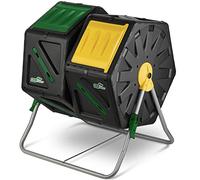 Composteur de Jardin Double Chambre DF OMER - Petit Composteur Rotatif avec système de Rotation Facile, 2 Portes coulissantes, Cadre en Acier Robuste - Toutes Saisons, sans BPA (18.5gal/70L)