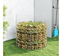 Composteur de jardin en acier galvanisé résistant aux intempéries - 100 x 100 cm, argenté, antirouille, design en maille pour une circulation optimale de l'air, idéal pour la production de déchets