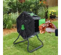 Composteur de jardin en métal - Composteur rapide - Bac à compost à chambre unique avec trous d'aération - Rotation à 360° pour un compostage rapide - Capacité : 70 l