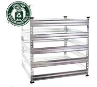 WilTec Composteur de Jardin - 120 x 120 x 90 cm - capacité de 1300 L - Bac à Compost en métal Procédé Ouvert pour Recyclage et Sol Fertile