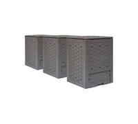 Composteur de Jardin - - Pack de 3 - 300L - Résistant aux UV - Couvercle Fendu