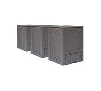 Composteur de Jardin - - Pack de 3 - 300L - Résistant aux UV - Couvercle Fendu