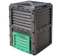 Composteur de jardin plastique TERRE JARDIN 300 L noir et vert 61 x 61 x 83 cm avec trappe de récupération