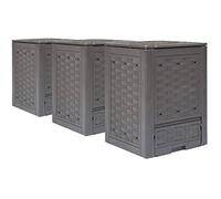 Composteur de Jardin - - Pack de 3 - 300L - Résistant aux UV - Couvercle Fendu