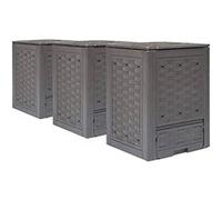 Composteur de Jardin - vidaXL - Pack de 3 - 300L - Résistant aux UV - Couvercle Fendu Marron G