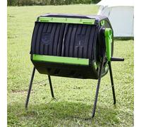 Composteur D'extérieur À Double Compartiment avec Pieds en Fer, Matériau PP, Grand Bac À Compost De Jardin De 200 L (53 Gallons) pour Déchets De Jardin, De Cuisine Et De Jardin