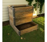 Composteur en Bois 600L en Douglas Classe 3 traité Marron avec Couvercle