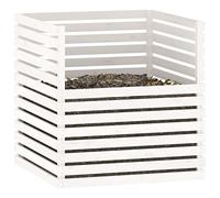 Composteur en Bois, Composteur de Jardin Bac à Compost Blanc 100x100x102 cm Bois Massif de pin