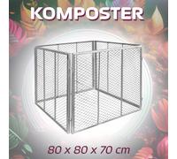 Composteur en métal Bac compost Grille à compost acier galvanisé 80x80x70 V2Aox