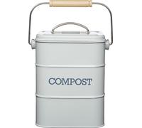 KitchenCraft Living Nostalgia Compost de cuisine en métal, gris français, 16,5 x 12 x 24 cm (capacité 3 litres)