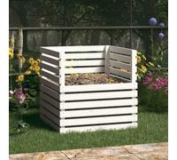 Composteur en pin massif - 80 x 80 x 78 cm - Bac à compost en bois robuste pour déchets de jardin - Bac de recyclage blanc pour déchets biologiques