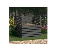 Composteur Gris 100x100x102 cm Bois massif de pin 822194
