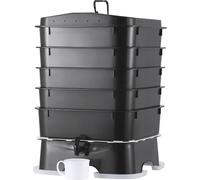 Composteur rapide VEVOR 18-50L Composteur de jardin 400x400x650mm Composteur thermique plastique HDPE Compostage Incl. 5 bacs & un collecteur Bac à compost Compostage Réduction des ordures ménagères