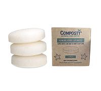 Composty | Éponges naturelles pour bébé | Lot de 3 | Éponge de bain douce pour nouveau-nés | Éponge Konjac douce, durable et réutilisable | Non toxique et sans plastique | Un arbre planté pour chaque