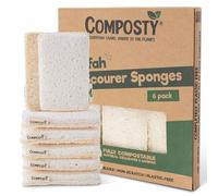 Composty Lot de 6 éponges en luffa pour vaisselle | primées | Éponge de cuisine écologique | Grattoirs anti-rayures | Compostable et sans plastique | Éponge à vaisselle en cellulose | Tampons de