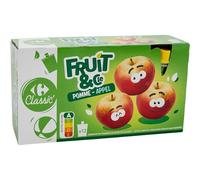 Compote allégée en sucres pour le goûter des enfants - CARREFOUR CLASSIC' pomme, lot de 12 pots de 90g en carton - Lot de 4