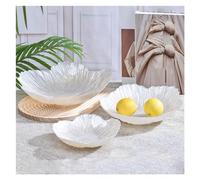 Compote de fruits Assiette de fruits en forme de fleur moderne de style nordique 3 ensembles de verre de cristal domestique blanc nacré assiette de stockage de collation simple grande capacité Placer