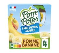 Compotes pomme banane sans sucres ajoutés POM'POTES - les 4 gourdes de 90g Lot De 4 - Par Lot